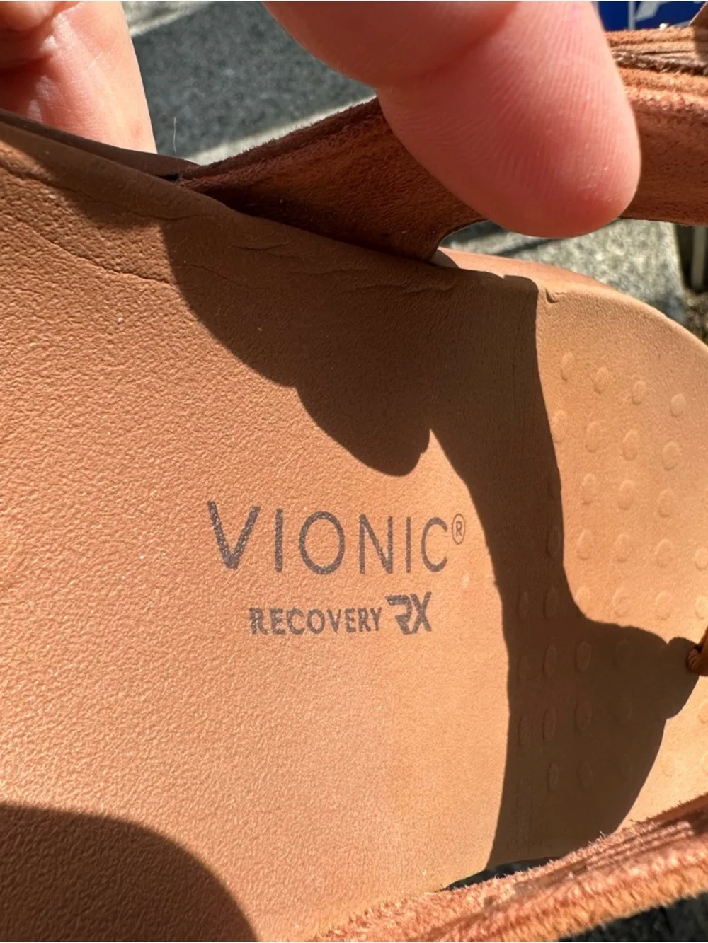 Vionic Activate Rx Recovery Suede Thong Sandals in Argan Brown - Picture 8 of 9